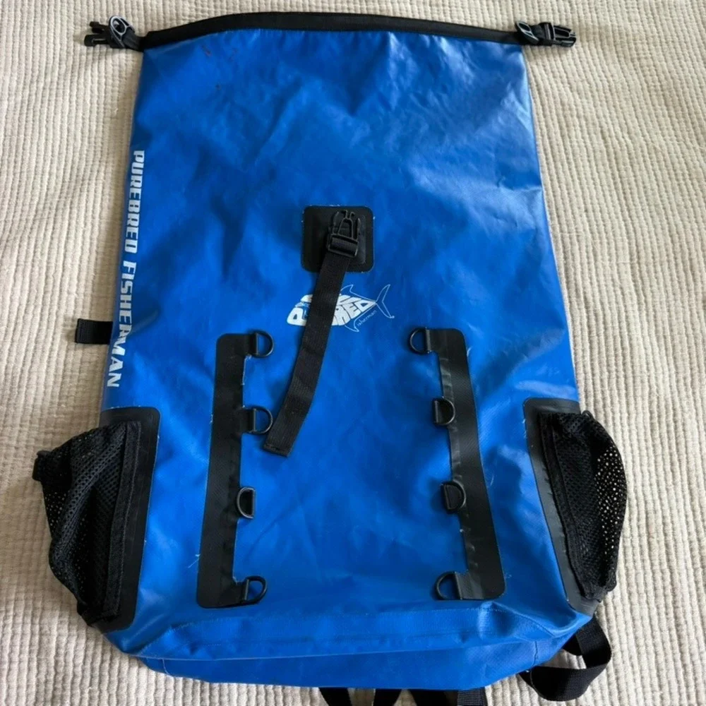 Purebred Fisherman Waterproof Roll Top Dry Bag Backpack Blue Fishing Hawaii